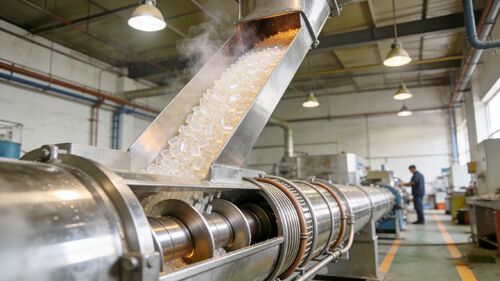 Integrierte Lösung für die Kühlung und Förderung von Hochtemperatur-Kunststoffgranulat