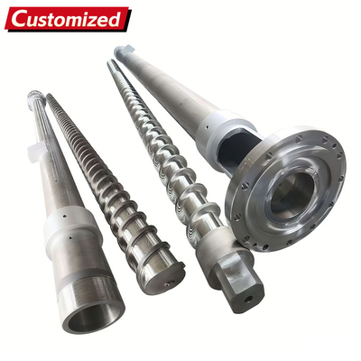 Ein guter Preis. Spezialisierter Durchmesser 55 Schraubfass für Extrudermaschine für PP HDPE PPS LDPE-Materialien Nitrierte oder bimetallische Behandlung Kunststoffmaschine Online